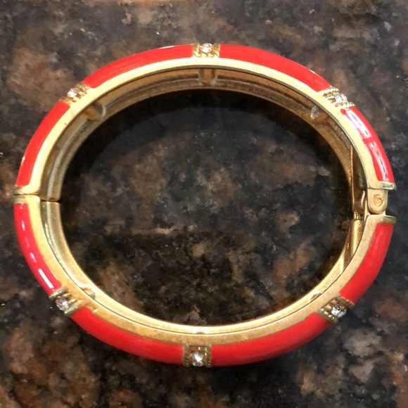 J Crew hinged cuff bracelet orange red - Picture 3 of 3